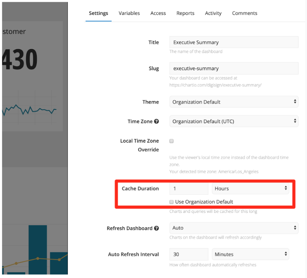 Caching data in Chartio