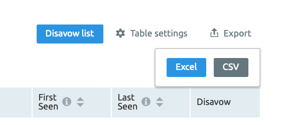 SEM Rush Export to CSV or Excel Options