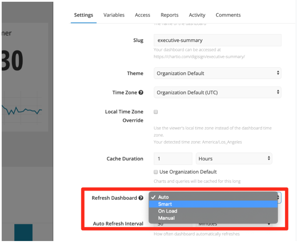 Chartio database refresh schedule