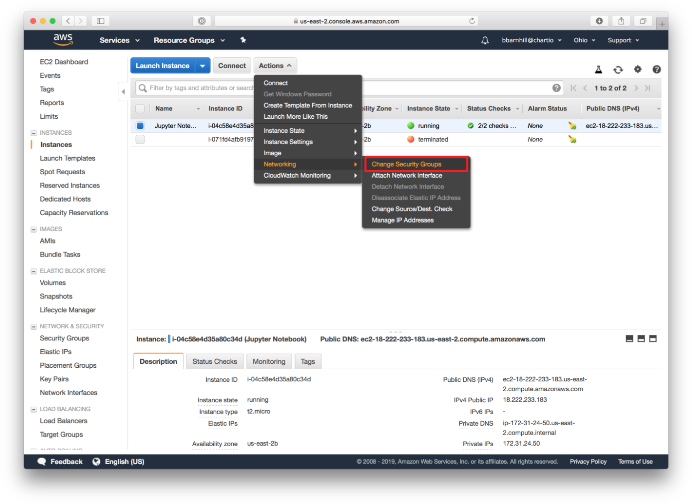 Image showing how to change security groups