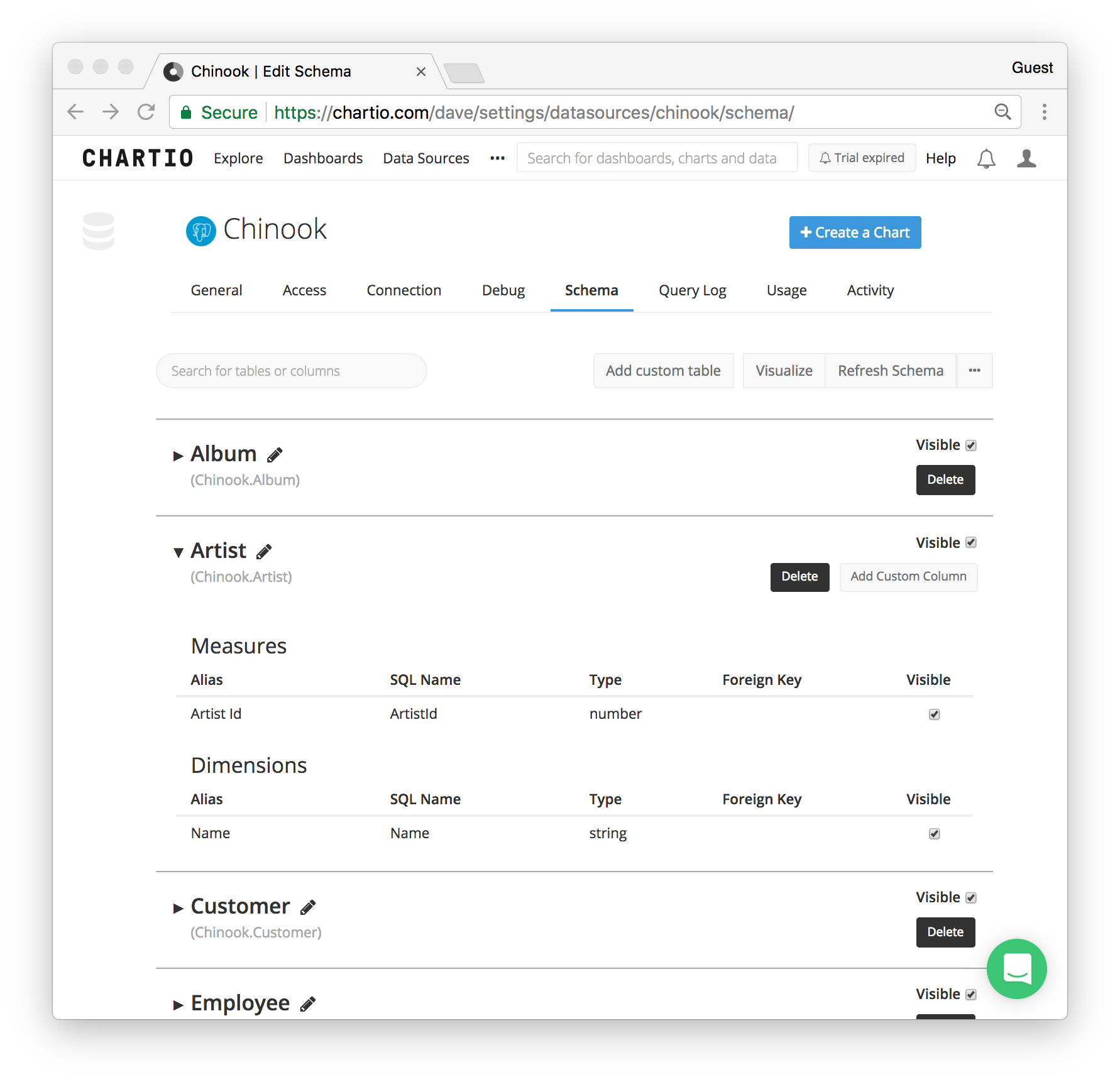 Chartio Schema Editor