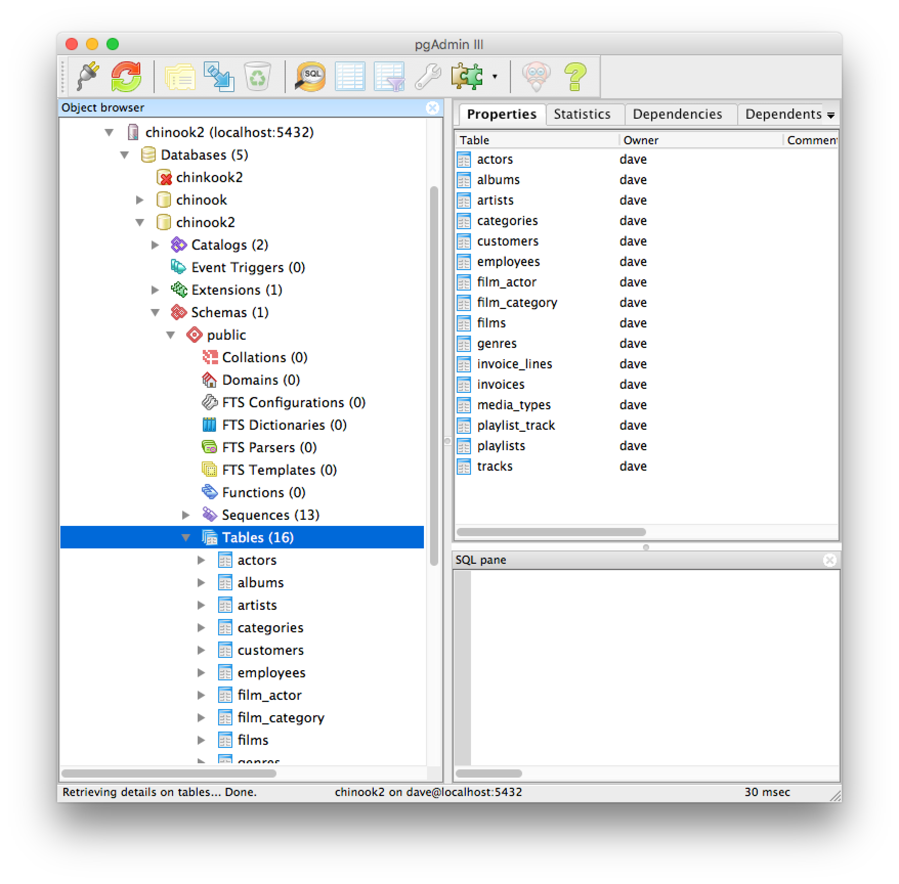 pgadmin 4 view tables