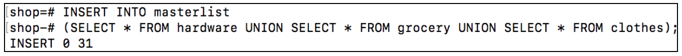 Using a subquery to copy multiple selections using "UNION"