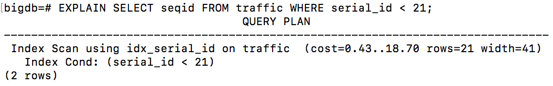 Image showing an example query plan using explain