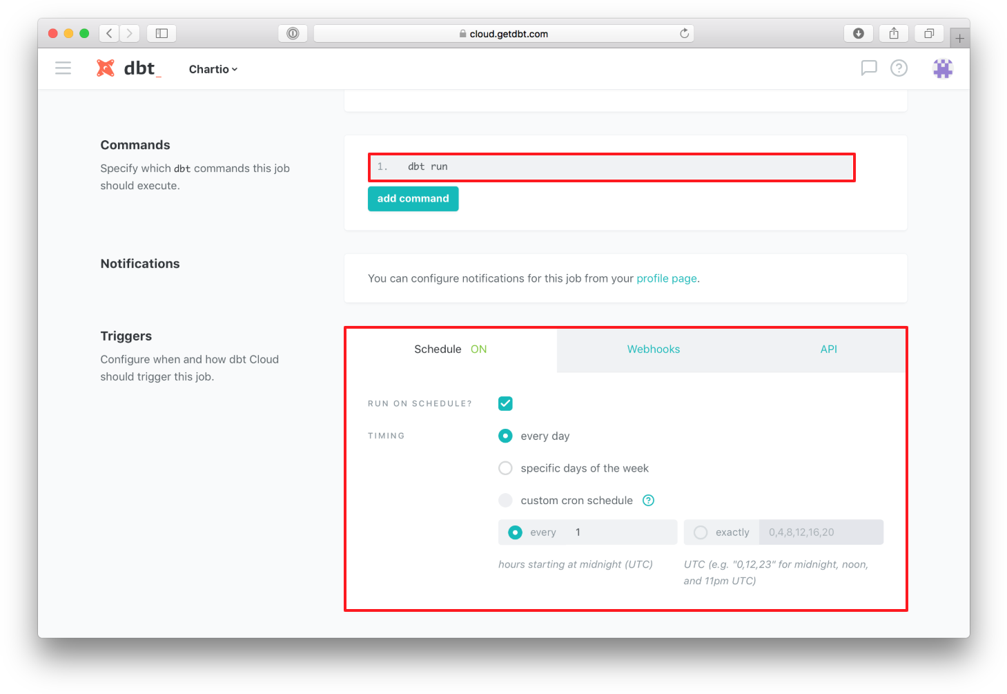 shows where to write your commands and where to schedule triggers to run the command